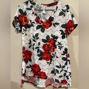 LULAROE “Christy” Floral Geometric V-Neck Women's Top- Size S